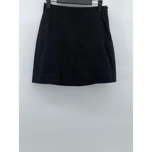 EVERLANE Women's Black Solid Side-Zip Straight Mini Skirt SZ 0
